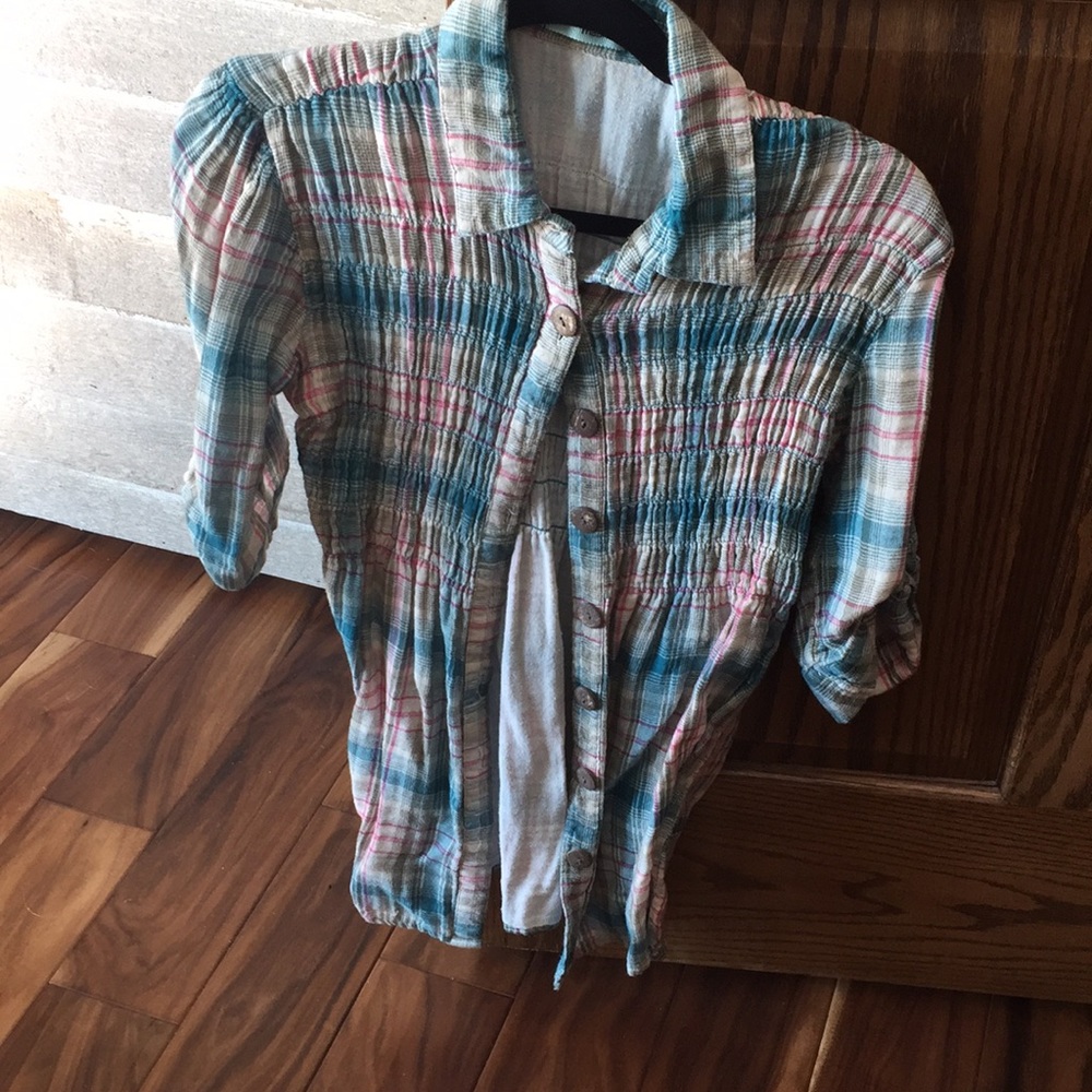 Maurice’s Tunic Pink/Blue Plaid